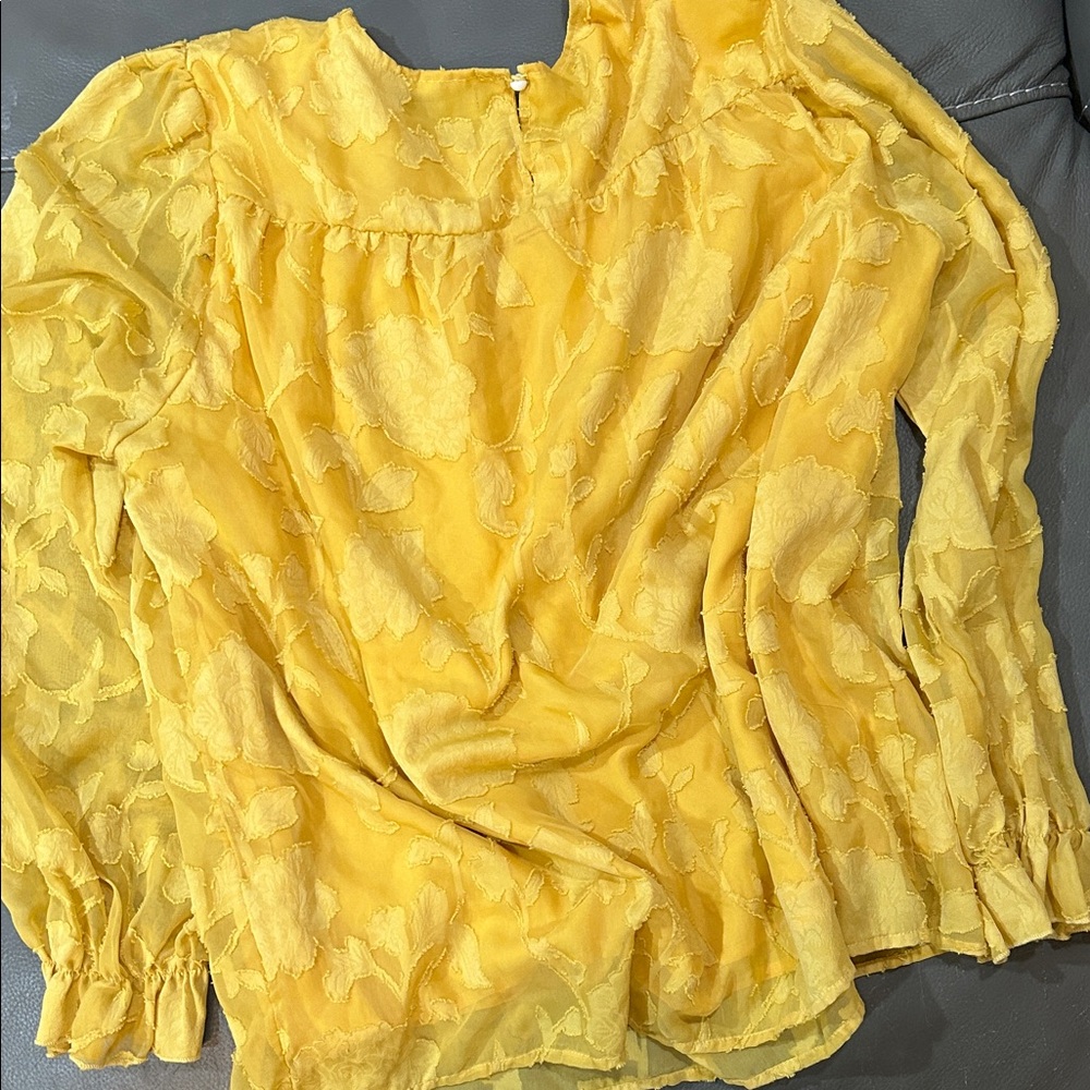 Funlingo Yellow Floral Long Sleeve Blouse size XL - Picture 5 of 5